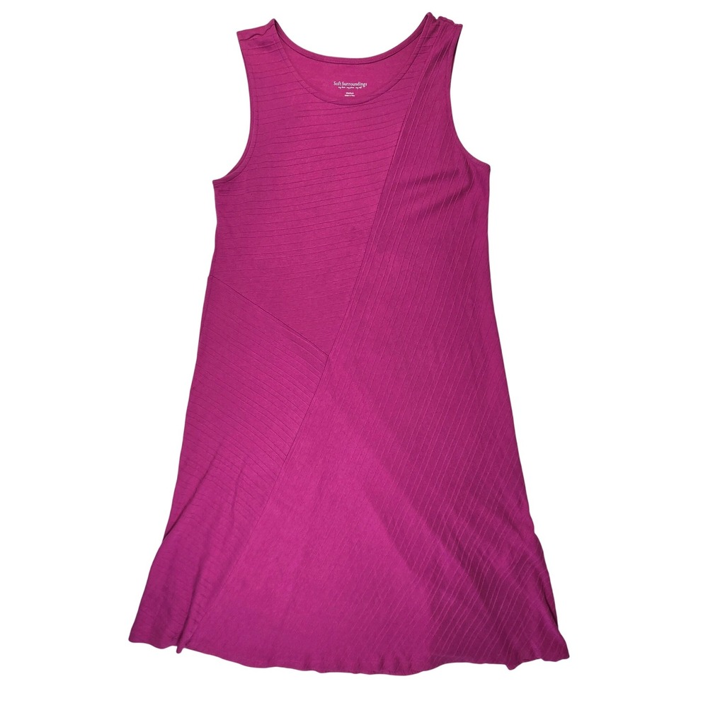 Soft Surroundings Pink Pima Cotton Tank Midi Dress Preppy Coastal Boho Sz Medium
